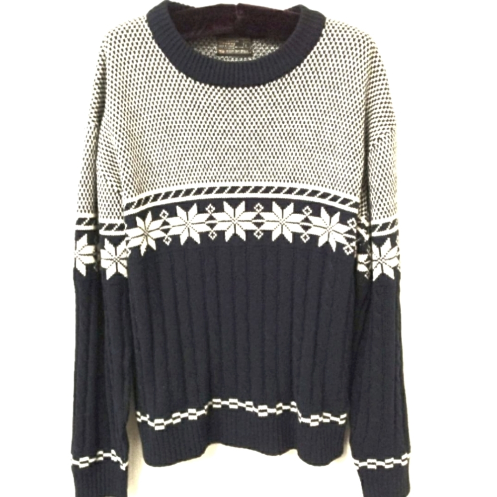 Vintage Snowflake Design Fair Isle  Pullover Sweater